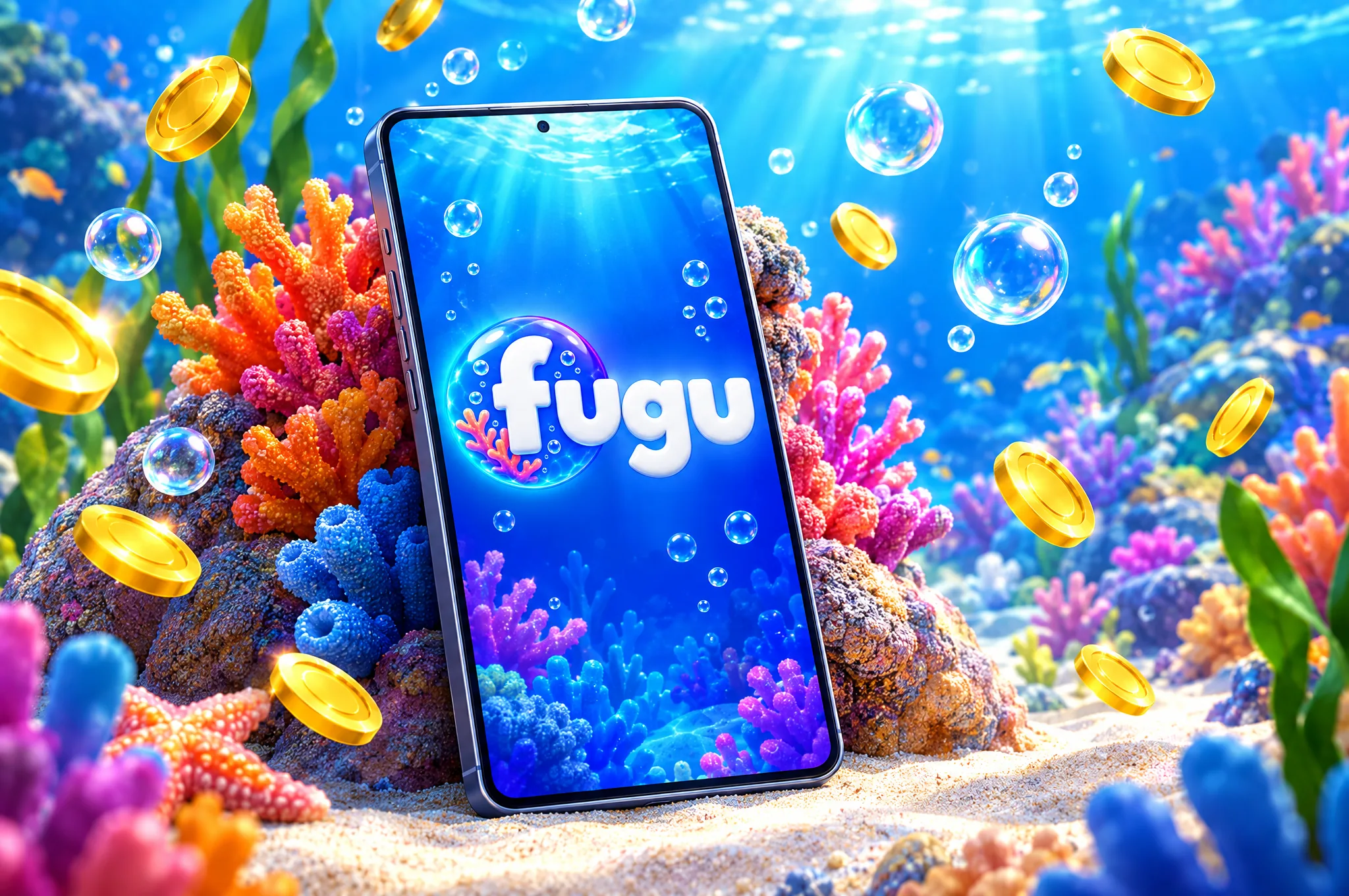 Fugu Casino auf einem Smartphone im maritimen Design